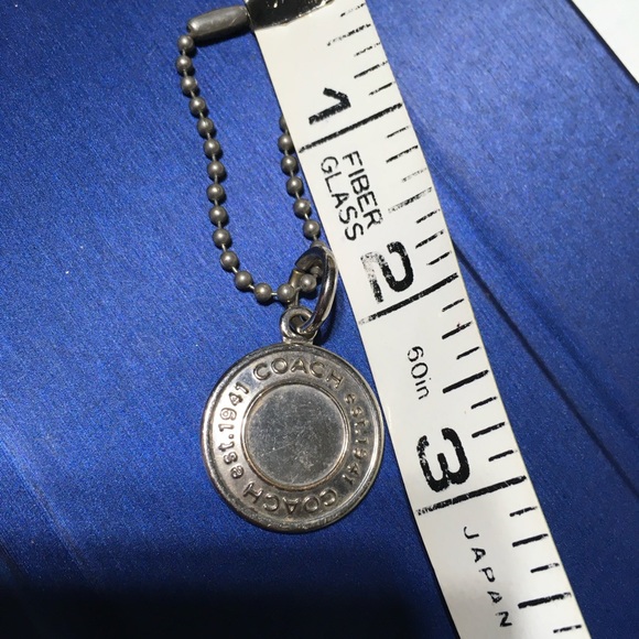 COACH Embossed Round Disk Silver Tone Button Key Fob Charm Keyring - Picture 3 of 4